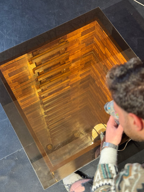 InfinityGlow Coffee Table with Led Lamp - Brown