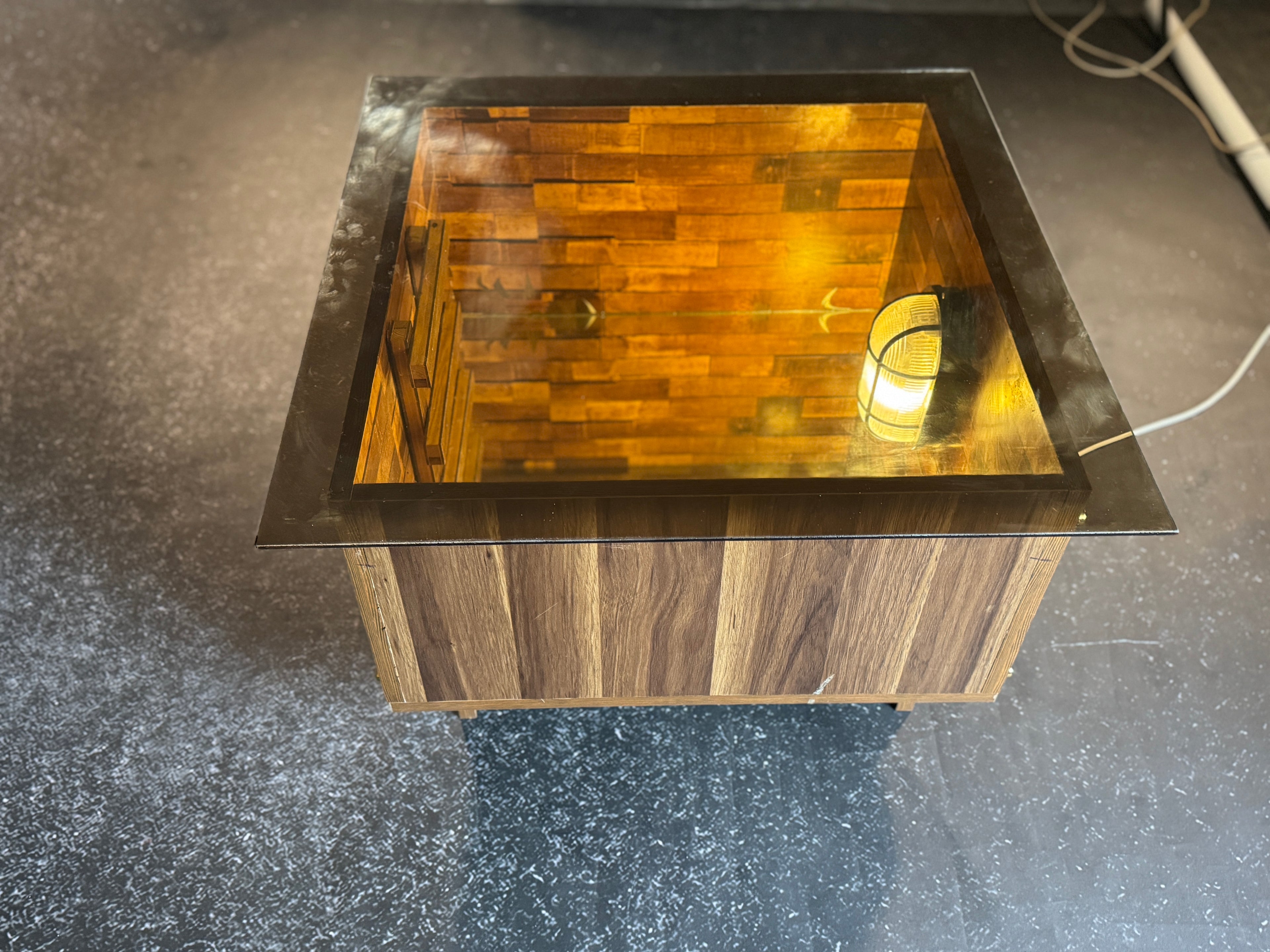 InfinityGlow Coffee Table with Led Lamp - Brown
